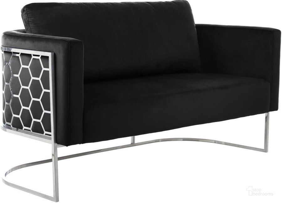 The appearance of Bregan Black Velvet Loveseat 0qb24388739 designed by Furnique in the modern / contemporary interior design. This black piece of furniture  was selected by 1StopBedrooms from Bregan Collection to add a touch of cosiness and style into your home. Sku: 691Black-L. Product Type: Loveseat. Material: Velvet. Image1