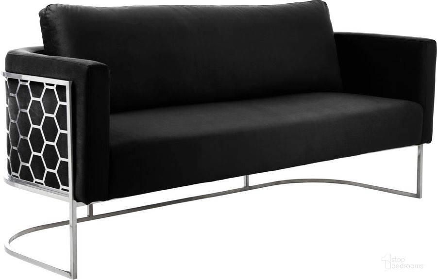 The appearance of Bregan Black Velvet Sofa 0qb24388730 designed by Furnique in the modern / contemporary interior design. This black velvet piece of furniture  was selected by 1StopBedrooms from Bregan Collection to add a touch of cosiness and style into your home. Sku: 691Black-S. Product Type: Sofa. Image1