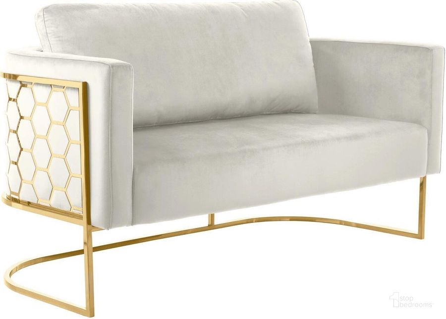 The appearance of Bregan Cream Velvet Loveseat 0qb24388754 designed by Furnique in the modern / contemporary interior design. This cream velvet piece of furniture  was selected by 1StopBedrooms from Bregan Collection to add a touch of cosiness and style into your home. Sku: 692Cream-L. Product Type: Loveseat. Image1