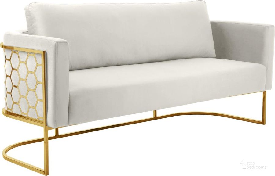 The appearance of Bregan Cream Velvet Sofa 0qb24388755 designed by Furnique in the modern / contemporary interior design. This cream velvet piece of furniture  was selected by 1StopBedrooms from Bregan Collection to add a touch of cosiness and style into your home. Sku: 692Cream-S. Product Type: Sofa. Image1