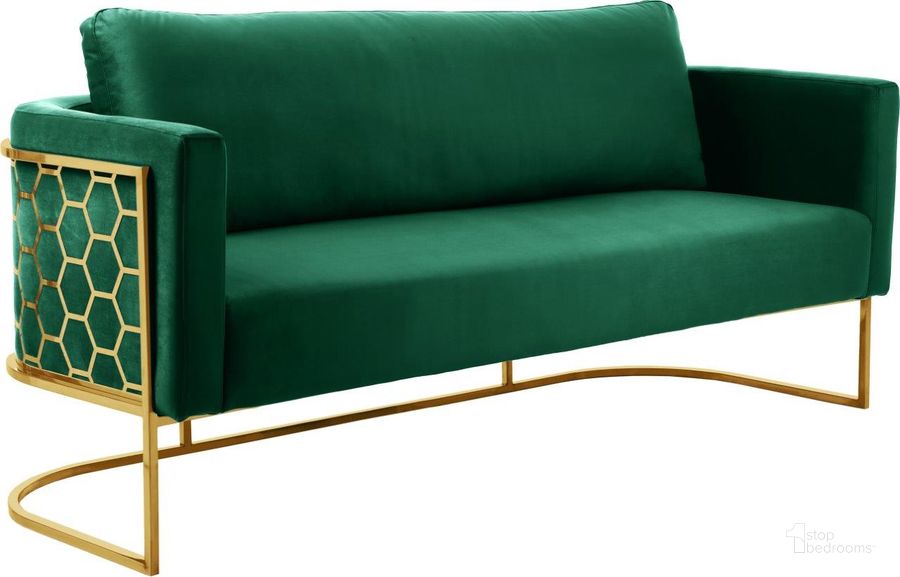The appearance of Bregan Green Velvet Sofa designed by Furnique in the modern / contemporary interior design. This green velvet piece of furniture  was selected by 1StopBedrooms from Bregan Collection to add a touch of cosiness and style into your home. Sku: 692Green-S. Product Type: Sofa. Image1