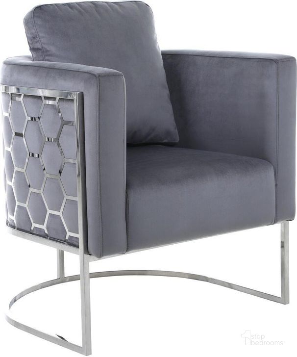 The appearance of Bregan Grey Velvet Chair 0qb24388744 designed by Furnique in the modern / contemporary interior design. This grey velvet piece of furniture  was selected by 1StopBedrooms from Bregan Collection to add a touch of cosiness and style into your home. Sku: 691Grey-C. Product Type: Chair. Image1