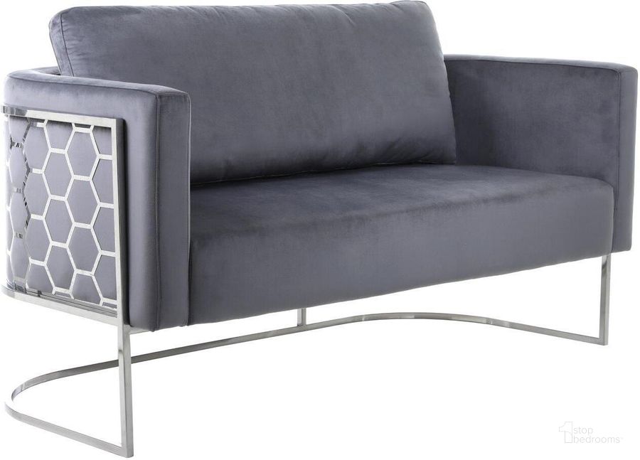 The appearance of Bregan Grey Velvet Loveseat 0qb24388745 designed by Furnique in the modern / contemporary interior design. This grey piece of furniture  was selected by 1StopBedrooms from Bregan Collection to add a touch of cosiness and style into your home. Sku: 691Grey-L. Product Type: Loveseat. Material: Velvet. Image1