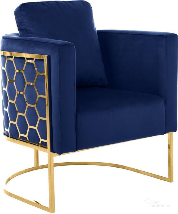 The appearance of Bregan Navy Velvet Chair 0qb24388762 designed by Furnique in the modern / contemporary interior design. This navy velvet piece of furniture  was selected by 1StopBedrooms from Bregan Collection to add a touch of cosiness and style into your home. Sku: 692Navy-C. Product Type: Chair. Image1