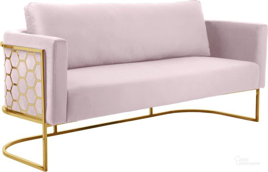 The appearance of Bregan Pink Velvet Sofa designed by Furnique in the modern / contemporary interior design. This pink velvet piece of furniture  was selected by 1StopBedrooms from Bregan Collection to add a touch of cosiness and style into your home. Sku: 692Pink-S. Product Type: Sofa. Image1