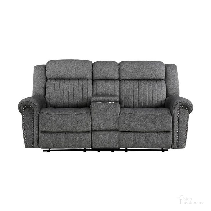 The appearance of Brennen Double Reclining Love Seat With Center Console In Grey designed by Homelegance in the modern / contemporary interior design. This grey piece of furniture  was selected by 1StopBedrooms from Brennen Collection to add a touch of cosiness and style into your home. Sku: 9204CC-2. Material: Microfiber. Product Type: Reclining Loveseat. Image1