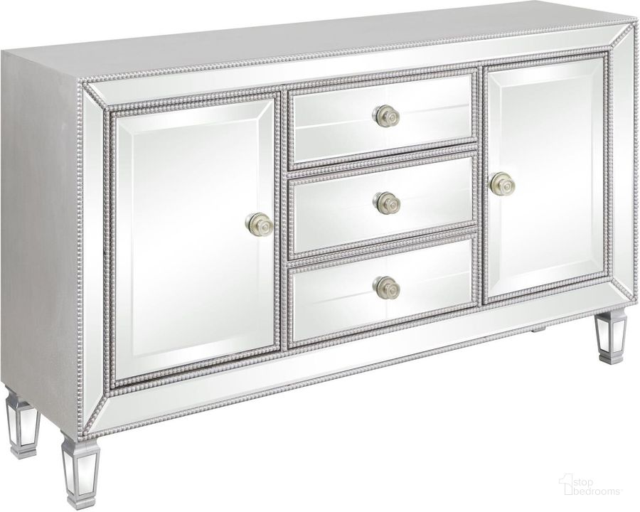 The appearance of Brentley Silver Accent Chest and Cabinet designed by Luxe Linea in the modern / contemporary interior design. This silver piece of furniture  was selected by 1StopBedrooms from Brentley Collection to add a touch of cosiness and style into your home. Sku: 950825. Material: Wood. Product Type: Accent Cabinet. Image1