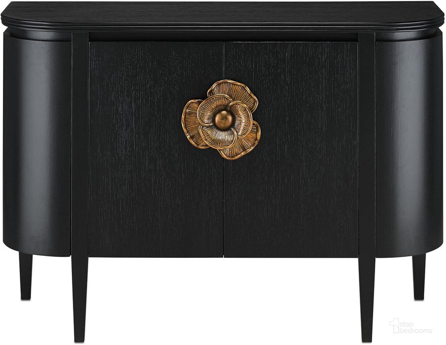 The appearance of Briallen Black Demi Lune Cabinet designed by Currey & Company in the modern / contemporary interior design. This black piece of furniture  was selected by 1StopBedrooms from Briallen Collection to add a touch of cosiness and style into your home. Sku: 3000-0004. Product Type: Cabinet. Material: Brass. Image1