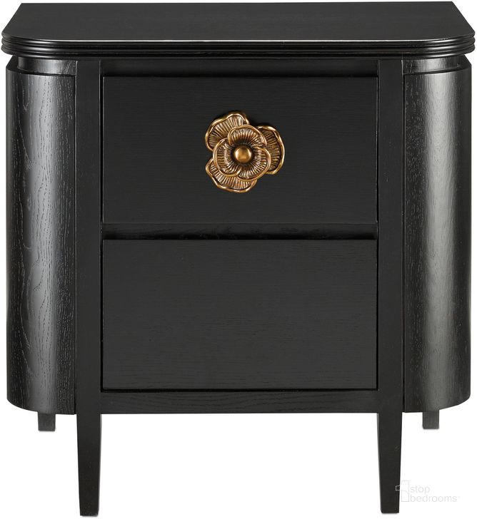The appearance of Briallen Black Nightstand designed by Currey & Company in the modern / contemporary interior design. This black piece of furniture  was selected by 1StopBedrooms from Briallen Collection to add a touch of cosiness and style into your home. Sku: 3000-0098. Product Type: Nightstand. Material: Brass. Image1