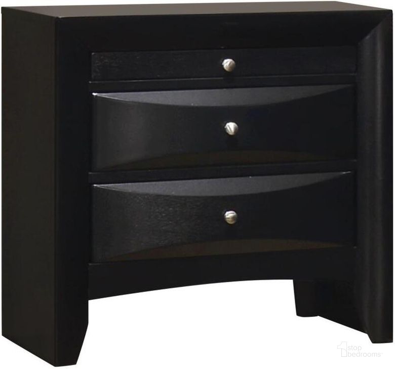 The appearance of Briana Black Nightstand designed by Coaster in the transitional interior design. This black piece of furniture  was selected by 1StopBedrooms from Briana Collection to add a touch of cosiness and style into your home. Sku: 200702. Material: Wood. Product Type: Nightstand. Image1