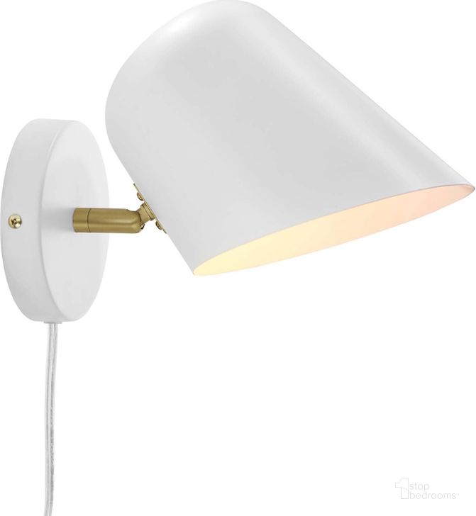The appearance of Briana Swivel Wall Sconce EEI-5300-WHI designed by Modway in the modern / contemporary interior design. This white piece of furniture  was selected by 1StopBedrooms from Briana Collection to add a touch of cosiness and style into your home. Sku: EEI-5300-WHI. Material: Metal. Product Type: Wall Sconce. Image1