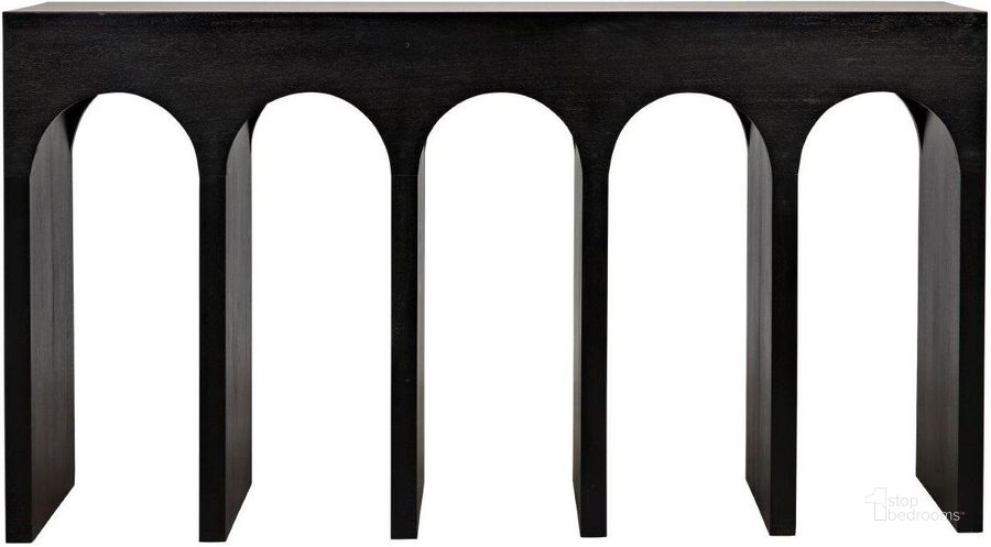 The appearance of Bridge Console In Hand Rubbed Black designed by Noir in the transitional interior design. This black piece of furniture  was selected by 1StopBedrooms from Bridge Collection to add a touch of cosiness and style into your home. Sku: GCON287HB. Product Type: Console. Material: Wood Veneer. Image1