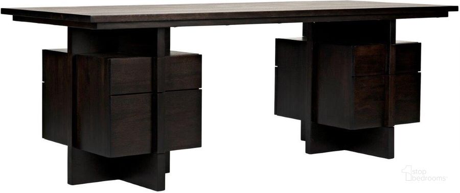 The appearance of Bridge Desk In Ebony Walnut designed by Noir in the transitional interior design. This walnut piece of furniture  was selected by 1StopBedrooms from Bridge Collection to add a touch of cosiness and style into your home. Sku: GDES180EB. Product Type: Desk. Material: Wood Veneer. Image1