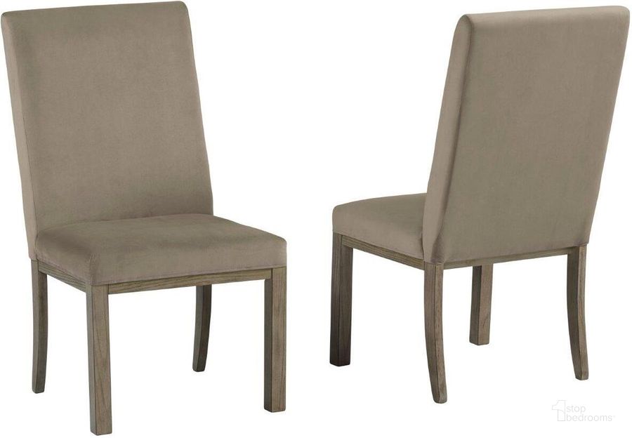 The appearance of Bridgemore Gray/Brown Side Chair Set of 2 designed by Luxury Loft in the modern / contemporary interior design. This gray/brown piece of furniture  was selected by 1StopBedrooms from Bridgemore Collection to add a touch of cosiness and style into your home. Sku: D983-01. Material: Fabric. Product Type: Side Chair. Image1