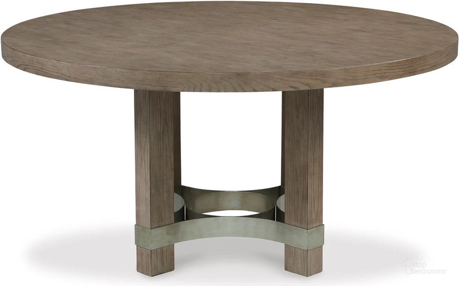 The appearance of Bridgemore Gray Dining Table 0qd24495359 designed by Luxury Loft in the modern / contemporary interior design. This gray piece of furniture  was selected by 1StopBedrooms from Bridgemore Collection to add a touch of cosiness and style into your home. Sku: D983-50. Table Base Style: Trestle. Table Top Shape: Round. Material: Wood. Product Type: Dining Table. Size: 60". Image1