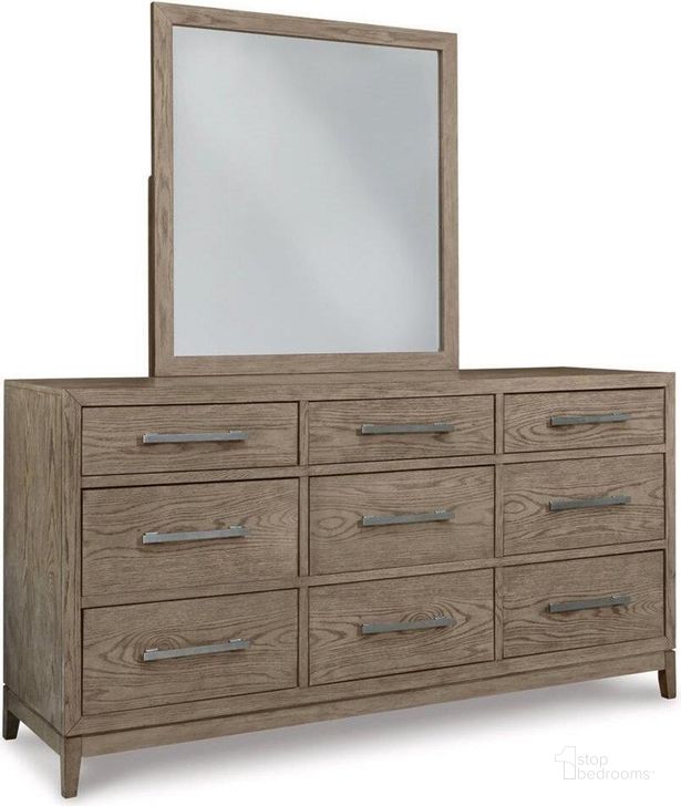 The appearance of Bridgemore Gray Dresser and Mirror designed by Luxury Loft in the modern / contemporary interior design. This gray piece of furniture  was selected by 1StopBedrooms from Bridgemore Collection to add a touch of cosiness and style into your home. Sku: B983-31;B983-36. Material: Wood. Product Type: Dresser and Mirror. Image1