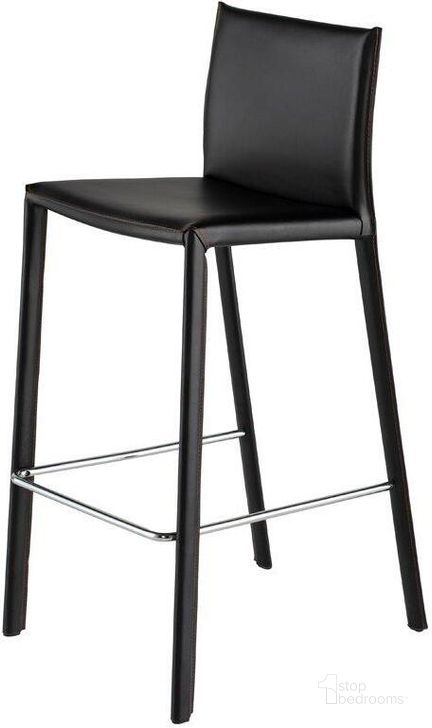 The appearance of Bridget Black Leather Bar Stool designed by Nuevo in the modern / contemporary interior design. This black piece of furniture  was selected by 1StopBedrooms from Bridget Collection to add a touch of cosiness and style into your home. Sku: HGAF147. Material: Leather. Product Type: Barstool. Image1