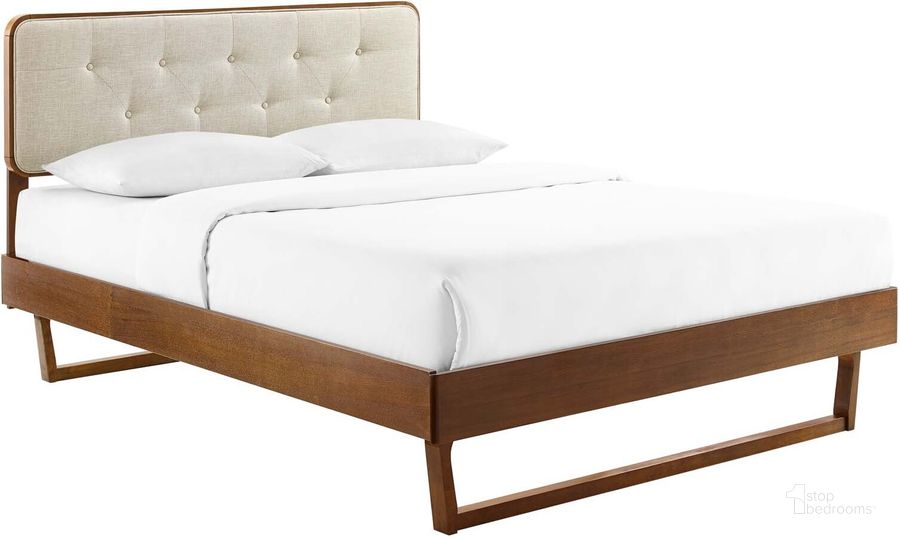 The appearance of Bridgette Full Wood Platform Bed With Angular Frame MOD-6643-WAL-BEI designed by Modway in the modern / contemporary interior design. This walnut beige piece of furniture  was selected by 1StopBedrooms from Bridgette Collection to add a touch of cosiness and style into your home. Sku: MOD-6643-WAL-BEI. Bed Type: Platform Bed. Material: Wood. Product Type: Platform Bed. Bed Size: Full. Image1