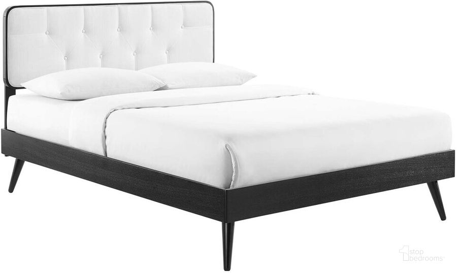 The appearance of Bridgette Full Wood Platform Bed With Splayed Legs In Black White designed by Modway in the modern / contemporary interior design. This black white piece of furniture  was selected by 1StopBedrooms from Bridgette Collection to add a touch of cosiness and style into your home. Sku: MOD-6646-BLK-WHI. Bed Type: Platform Bed. Product Type: Platform Bed. Bed Size: Full. Material: Rubberwood. Image1