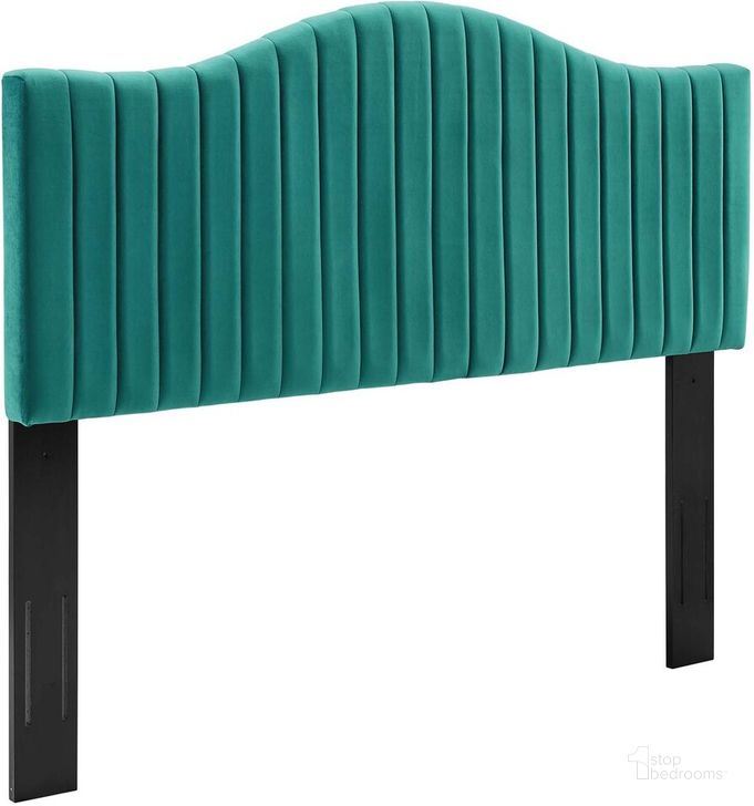 The appearance of Brielle Channel Tufted Performance Velvet Full/Queen Headboard In Teal designed by Modway in the  interior design. This teal piece of furniture  was selected by 1StopBedrooms from Brielle Collection to add a touch of cosiness and style into your home. Sku: MOD-6559-TEA. Material: Wood. Product Type: Headboard. Bed Size: Queen. Image1