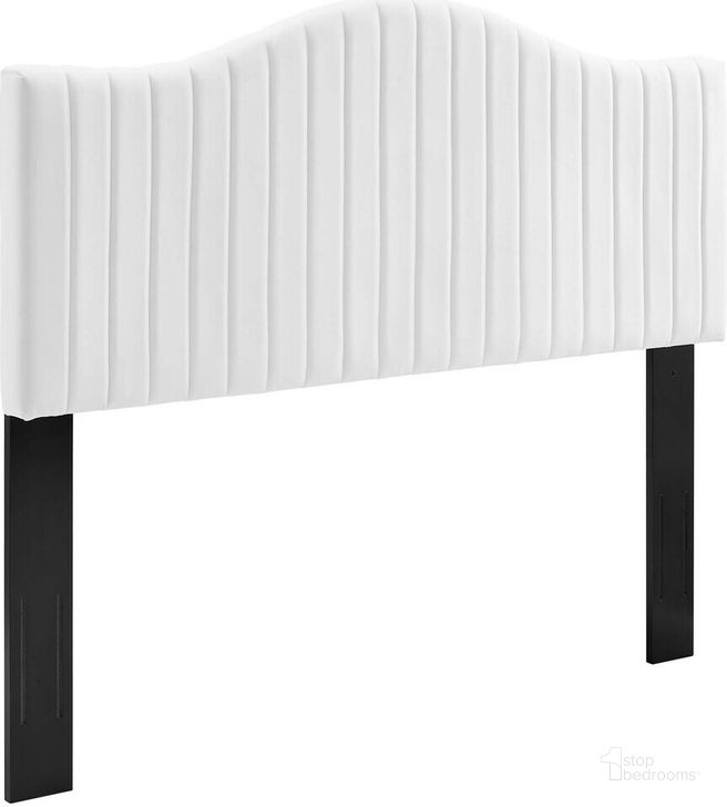 The appearance of Brielle Channel Tufted Performance Velvet Full/Queen Headboard In White designed by Modway in the  interior design. This white piece of furniture  was selected by 1StopBedrooms from Brielle Collection to add a touch of cosiness and style into your home. Sku: MOD-6559-WHI. Material: Wood. Product Type: Headboard. Bed Size: Queen. Image1