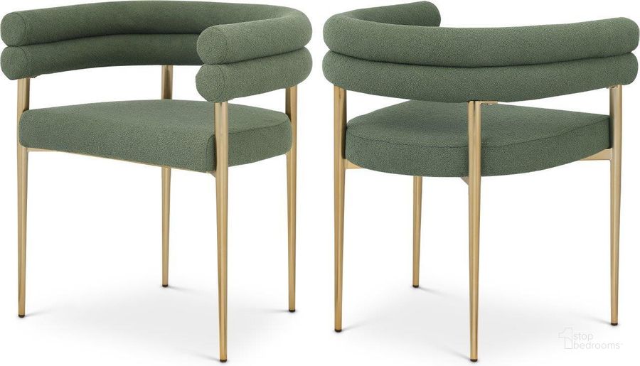 The appearance of Brielle Green Fabric Dining Chair Set of 2 designed by Meridian in the modern / contemporary interior design. This green piece of furniture  was selected by 1StopBedrooms from Brielle Collection to add a touch of cosiness and style into your home. Sku: 804Green-C. Product Type: Dining Chair. Material: Iron. Image1