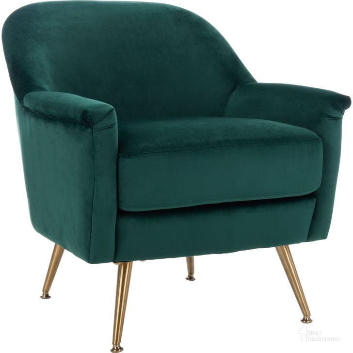 The appearance of Brienne Emerald and Brass Mid Century Arm Chair designed by Safavieh in the rustic / southwestern interior design. This emerald piece of furniture  was selected by 1StopBedrooms from Brienne Collection to add a touch of cosiness and style into your home. Sku: ACH4506B. Product Type: Accent Chair. Material: Stainless Steel. Image1