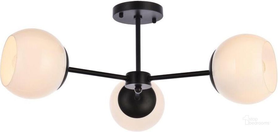 The appearance of Briggs 26 Inch Flush Mount In Black With White Shade designed by Elegant Lighting in the transitional interior design. This black piece of furniture  was selected by 1StopBedrooms from Briggs Collection to add a touch of cosiness and style into your home. Sku: LD649F26BK. Product Type: Flush Mount. Material: Iron. Image1