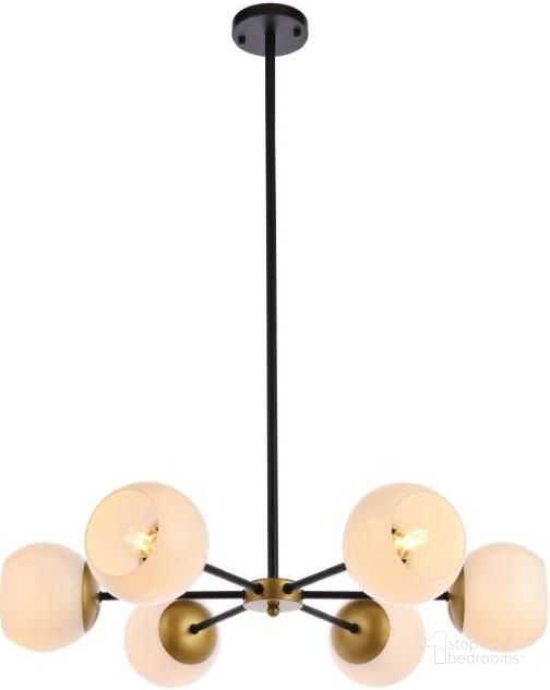 The appearance of Briggs 30 Inch Pendant In Black And Brass With White Shade designed by Elegant Lighting in the transitional interior design. This brass and black piece of furniture  was selected by 1StopBedrooms from Briggs Collection to add a touch of cosiness and style into your home. Sku: LD645D30BRK. Product Type: Pendant Lighting. Material: Iron. Image1
