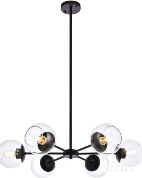 The appearance of Briggs 30 Inch Pendant In Black With Clear Shade designed by Elegant Lighting in the transitional interior design. This black piece of furniture  was selected by 1StopBedrooms from Briggs Collection to add a touch of cosiness and style into your home. Sku: LD644D30BK. Product Type: Pendant Lighting. Material: Iron. Image1
