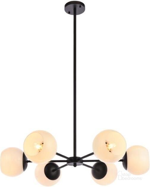The appearance of Briggs 30 Inch Pendant In Black With White Shade designed by Elegant Lighting in the transitional interior design. This black piece of furniture  was selected by 1StopBedrooms from Briggs Collection to add a touch of cosiness and style into your home. Sku: LD645D30BK. Product Type: Pendant Lighting. Material: Iron. Image1