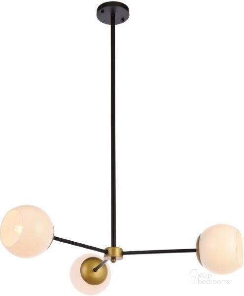 The appearance of Briggs 32 Inch Pendant In Black And Brass With White Shade designed by Elegant Lighting in the transitional interior design. This brass and black piece of furniture  was selected by 1StopBedrooms from Briggs Collection to add a touch of cosiness and style into your home. Sku: LD647D32BRK. Product Type: Pendant Lighting. Material: Iron. Image1