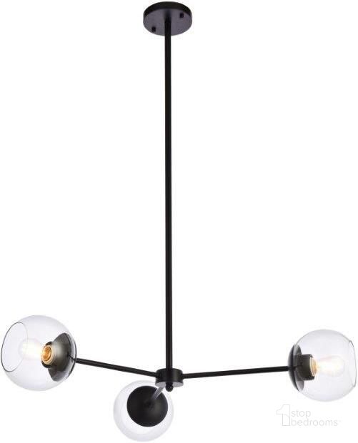 The appearance of Briggs 32 Inch Pendant In Black With Clear Shade designed by Elegant Lighting in the transitional interior design. This black piece of furniture  was selected by 1StopBedrooms from Briggs Collection to add a touch of cosiness and style into your home. Sku: LD646D32BK. Product Type: Pendant Lighting. Material: Iron. Image1