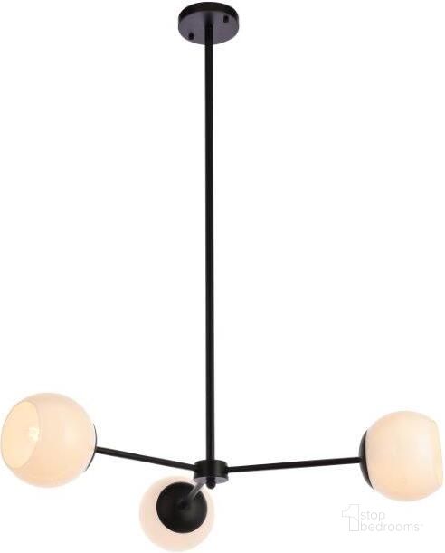The appearance of Briggs 32 Inch Pendant In Black With White Shade designed by Elegant Lighting in the transitional interior design. This black piece of furniture  was selected by 1StopBedrooms from Briggs Collection to add a touch of cosiness and style into your home. Sku: LD647D32BK. Product Type: Pendant Lighting. Material: Iron. Image1