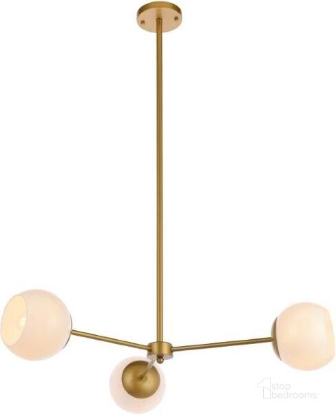 The appearance of Briggs 32 Inch Pendant In Brass With White Shade designed by Elegant Lighting in the transitional interior design. This brass piece of furniture  was selected by 1StopBedrooms from Briggs Collection to add a touch of cosiness and style into your home. Sku: LD647D32BR. Product Type: Pendant Lighting. Material: Iron. Image1