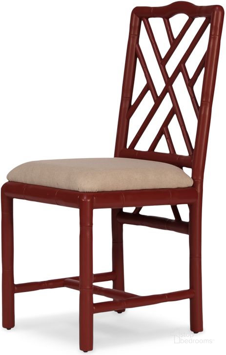 The appearance of Brighton Red Bamboo Side Chair Set Of 2 designed by Sarreid in the traditional interior design. This red piece of furniture  was selected by 1StopBedrooms from Brighton Collection to add a touch of cosiness and style into your home. Sku: 29619. Product Type: Dining Chair. Image1