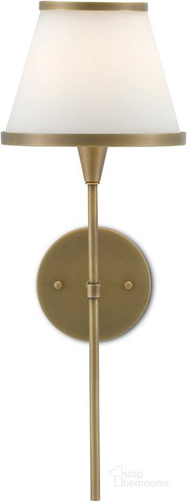 The appearance of Brimsley Brass Wall Sconce designed by Currey & Company in the modern / contemporary interior design. This brass piece of furniture  was selected by 1StopBedrooms from Brimsley Collection to add a touch of cosiness and style into your home. Sku: 5800-0001. Material: Glass. Product Type: Wall Sconce. Image1