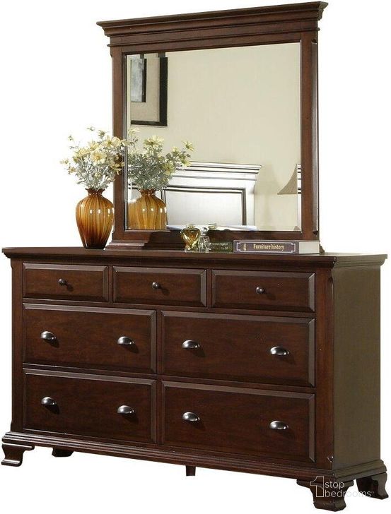The appearance of Brinley Cherry Dresser With Mirror designed by Picket House in the transitional interior design. This brown piece of furniture  was selected by 1StopBedrooms from Brinley Collection to add a touch of cosiness and style into your home. Sku: CN600DR;CN600MR. Product Type: Dresser and Mirror. Material: Pine. Image1