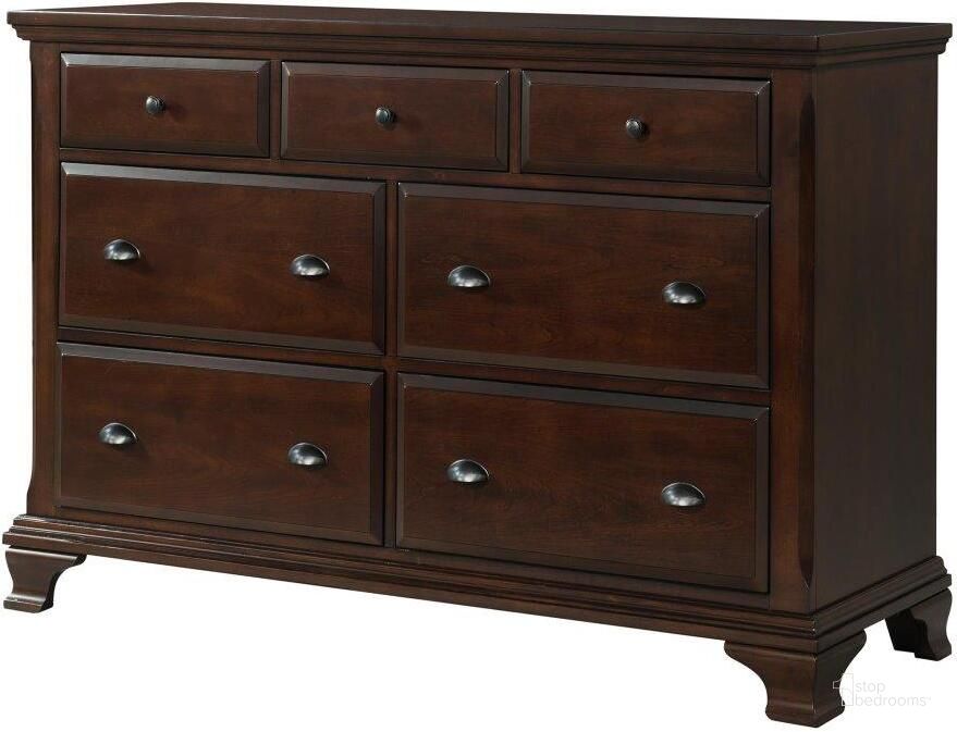 The appearance of Brinley Cherry Dresser designed by Picket House in the transitional interior design. This brown piece of furniture  was selected by 1StopBedrooms from Brinley Collection to add a touch of cosiness and style into your home. Sku: CN600DR. Product Type: Dresser. Material: Pine. Image1