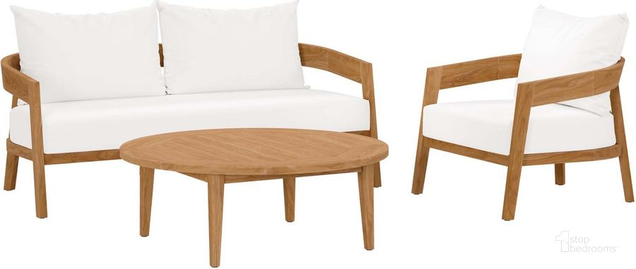 The appearance of Brisbane 3-Piece Teak Wood Outdoor Patio Set In Natural White EEI-5834-NAT-WHI designed by Modway in the modern / contemporary interior design. This natural white piece of furniture  was selected by 1StopBedrooms from Brisbane Collection to add a touch of cosiness and style into your home. Sku: EEI-5834-NAT-WHI. Product Type: Outdoor Set. Material: Stainless Steel. Image1