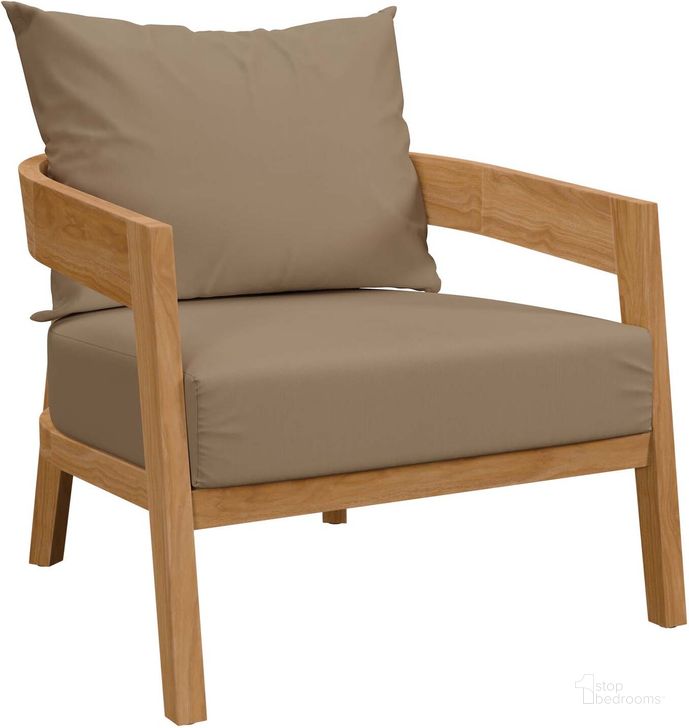 The appearance of Brisbane Teak Wood Outdoor Patio Armchair In Light Brown designed by Modway in the modern / contemporary interior design. This light brown piece of furniture  was selected by 1StopBedrooms from Brisbane Collection to add a touch of cosiness and style into your home. Sku: EEI-5602-NAT-LBR. Product Type: Outdoor Chair. Material: Stainless Steel. Image1