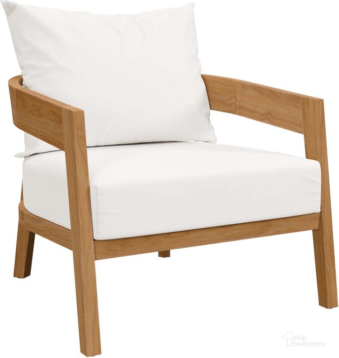 The appearance of Brisbane Teak Wood Outdoor Patio Armchair In Natural White designed by Modway in the modern / contemporary interior design. This natural white piece of furniture  was selected by 1StopBedrooms from Brisbane Collection to add a touch of cosiness and style into your home. Sku: EEI-5602-NAT-WHI. Product Type: Outdoor Chair. Material: Stainless Steel. Image1