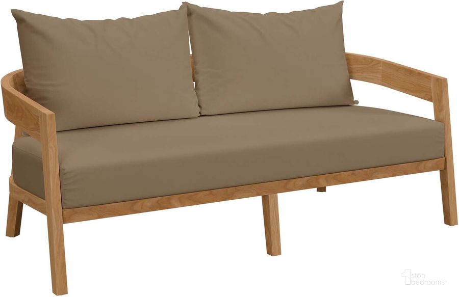 The appearance of Brisbane Teak Wood Outdoor Patio Loveseat In Light Brown designed by Modway in the modern / contemporary interior design. This light brown piece of furniture  was selected by 1StopBedrooms from Brisbane Collection to add a touch of cosiness and style into your home. Sku: EEI-5601-NAT-LBR. Product Type: Loveseat. Material: Stainless Steel. Image1