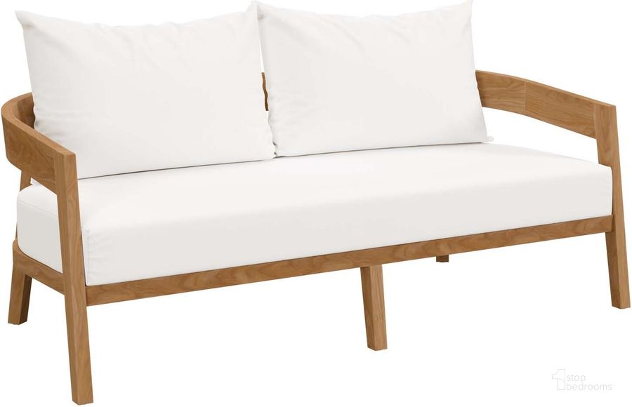 The appearance of Brisbane Teak Wood Outdoor Patio Loveseat In Natural White designed by Modway in the modern / contemporary interior design. This natural white piece of furniture  was selected by 1StopBedrooms from Brisbane Collection to add a touch of cosiness and style into your home. Sku: EEI-5601-NAT-WHI. Product Type: Loveseat. Material: Stainless Steel. Image1