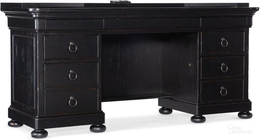 The appearance of Bristowe Computer Credenza designed by Hooker in the traditional interior design. This black piece of furniture  was selected by 1StopBedrooms from Work Your Way Collection to add a touch of cosiness and style into your home. Sku: 5971-10464-99. Material: Wood. Product Type: Credenza. Image1
