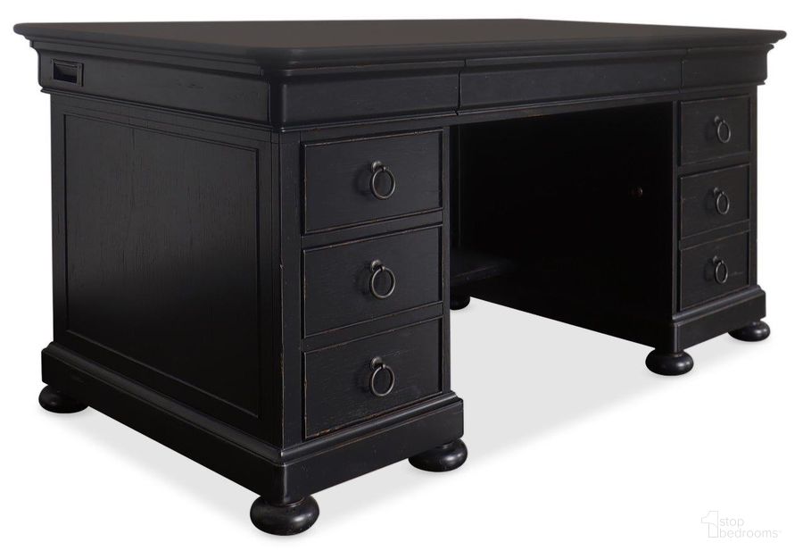 The appearance of Bristowe Junior Executive Desk designed by Hooker in the traditional interior design. This black piece of furniture  was selected by 1StopBedrooms from Work Your Way Collection to add a touch of cosiness and style into your home. Sku: 5971-10660-99. Product Type: Executive Desk. Material: Wood Veneer. Image1