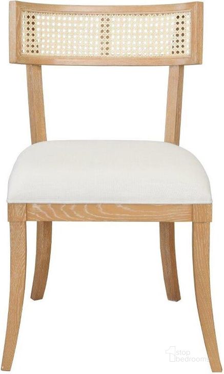 The appearance of Britta Cerused Oak And White Linen Dining Chair designed by Worlds Away in the modern / contemporary interior design. This white piece of furniture  was selected by 1StopBedrooms from Britta Collection to add a touch of cosiness and style into your home. Sku: BRITTA CO. Material: Wood. Product Type: Dining Chair. Image1
