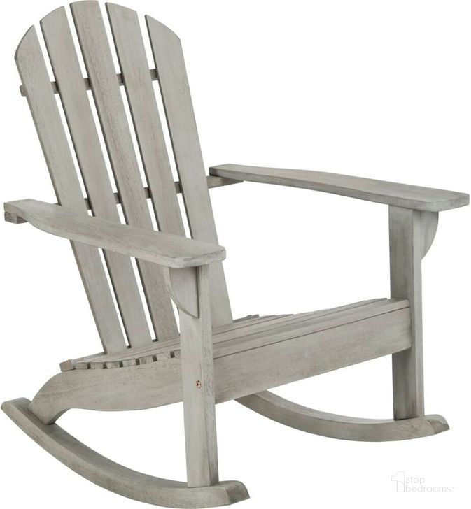 The appearance of Brizio Grey Wash Adirondack Rocking Chair designed by Safavieh in the traditional interior design. This grey piece of furniture  was selected by 1StopBedrooms from Brizio Collection to add a touch of cosiness and style into your home. Sku: PAT7042B. Material: Steel. Product Type: Living Room Chair. Image1
