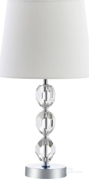 The appearance of Brockton Clear and Chrome Table Lamp designed by Safavieh in the modern / contemporary interior design. This chrome piece of furniture  was selected by 1StopBedrooms from Safavieh TBL Collection to add a touch of cosiness and style into your home. Sku: TBL4085A. Material: Chrome. Product Type: Table Lamp. Image1