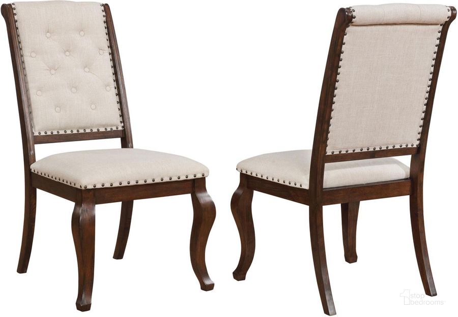 The appearance of Brockway Antique Java Dining Chair Set Of 2 designed by Coaster in the traditional interior design. This cream piece of furniture  was selected by 1StopBedrooms from Brockway Collection to add a touch of cosiness and style into your home. Sku: 110312. Material: Wood. Product Type: Dining Chair. Image1